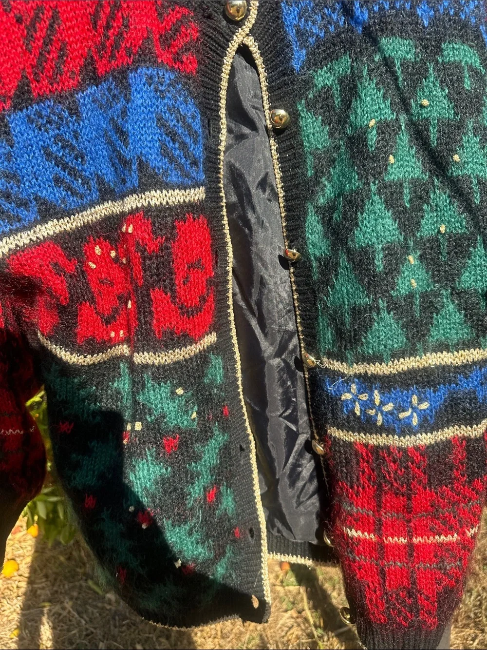 Vintage Susan Bristol Multicolor Fair Isle Wool Blend Christmas Holiday Cardigan